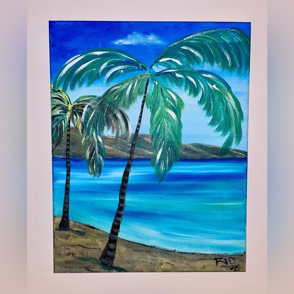 Tropical Palm Tree Canvas Art - Original Artwork - Picture 1 of 3